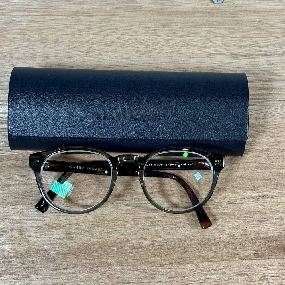 Warby Parker Percey M 706 Eyeglasses Frame Green & Brown 48-20-140 w/ Case